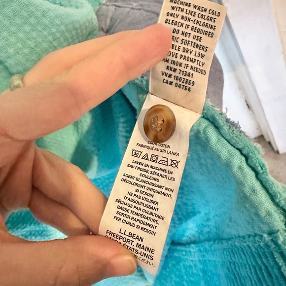 LL Bean Vibrant Teal Soft Corduroy Button-Up Shirt Flannel 100% Cotton S Petite - Picture 6 of 6